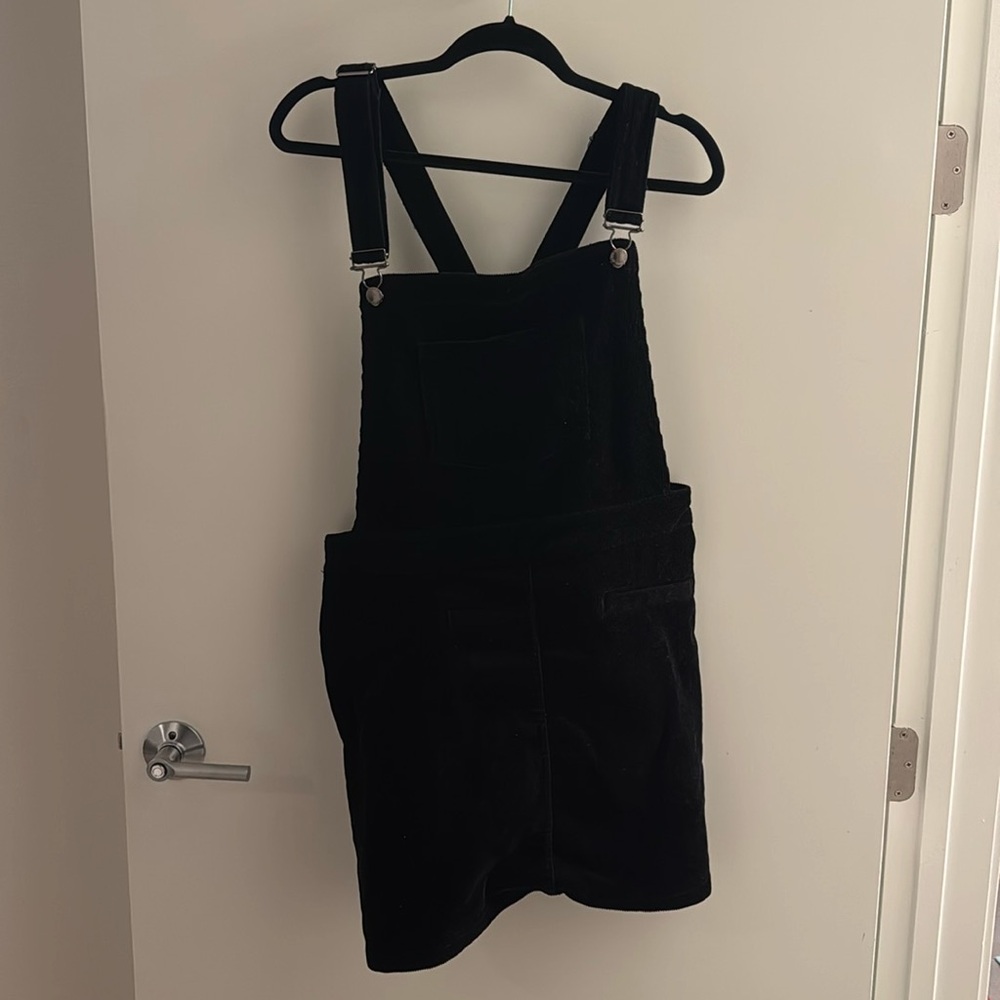 Black Corduroy Overall Dress